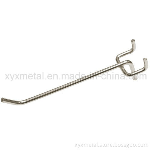 Chrome Metal Hanger with Tag Holder Slatwall Pegboard Wire Hooks